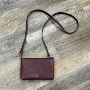 Elegant Burgundy Aigner Leather Crossbody Bag